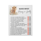 Bloc-note Jeu de devinette Baby Shower Vache Highland (Tourné)