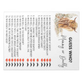 Bloc-note Jeu de devinette Baby Shower Vache Highland (Devant)