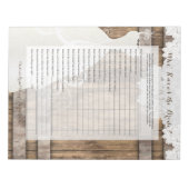 Bloc-note Jeu de Fête des mariées en bois rustique (Devant)