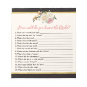 Bloc-note Jeu de Fête des mariées Florale Noir, Ivoire, Or (Devant)