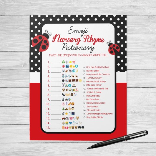 Bloc-note Jeu de fête prénatale Emoji Comptine Ladybug