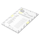 Bloc-note Jeu de mots Baby shower Jaune & Grey Elephant (Incliné)