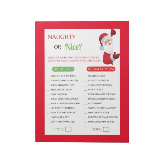 Bloc-note Jeu de Noël méchant ou gentil (Tourné)