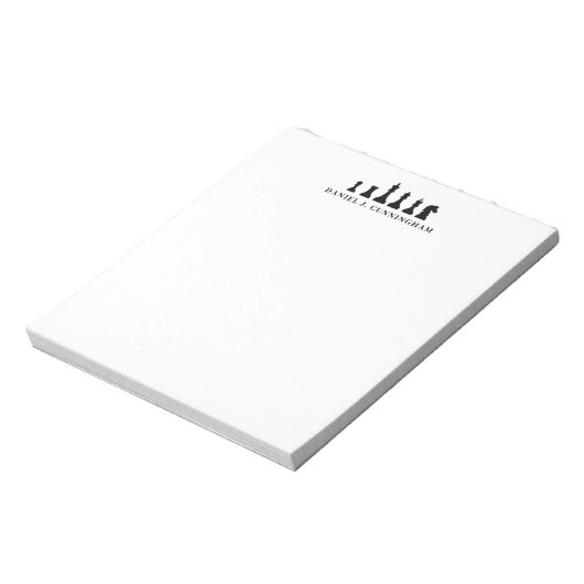 Bloc-note Jeu d'échecs noir classique Pièces Monogramme (Tourné)