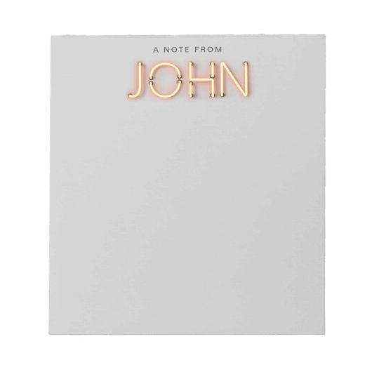 Bloc-note John Nom dans les lumières brillantes du néon (Devant)