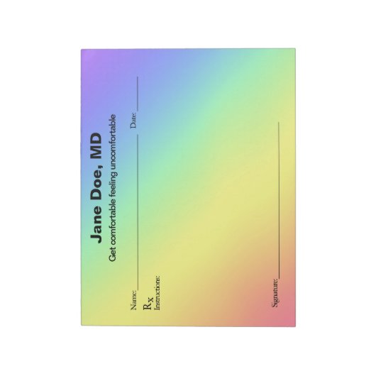 Bloc-note Joke prescription rainbow - 11" x 8.5" Notepad (Tourné)