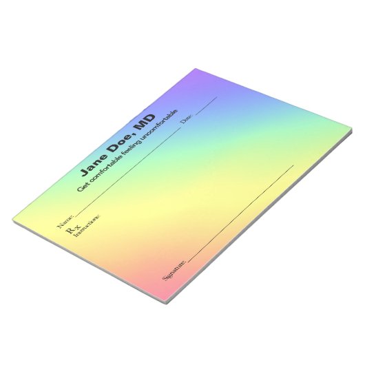 Bloc-note Joke prescription rainbow - 11" x 8.5" Notepad (Incliné)