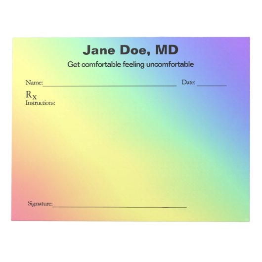 Bloc-note Joke prescription rainbow - 11" x 8.5" Notepad (Devant)
