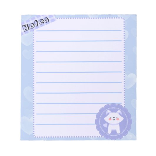 Bloc-note Joli bébé loup pastel bleu (Devant)