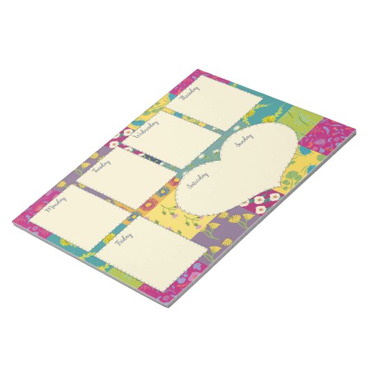 Bloc-note Joli Boho Maximalist Quilt Planificateur hebdomada (Incliné)