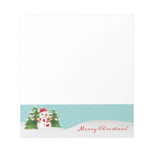 Bloc-note Joli bonhomme de neige et texte rouge Joyeux Noël (Devant)