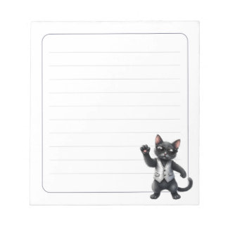 Bloc-note Joli cahier noir formel chat smoking lignes d'écri