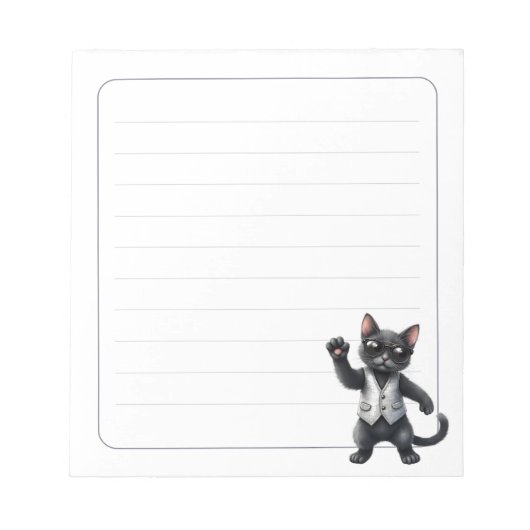 Bloc-note Joli cahier noir formel chat smoking lignes d'écri (Devant)