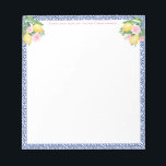 Bloc-note Joli Capri Lemons Carreaux Bleus | À Partir Du Bur<br><div class="desc">Un design très joli et décoratif de bloc-notes pour correspondre à ma gamme d'invitation pour les citrons / carreaux rose / bleu nuptiale et baby shower.</div>