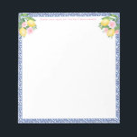 Bloc-note Joli Capri Lemons Carreaux Bleus | À Partir Du Bur<br><div class="desc">Un design très joli et décoratif de bloc-notes pour correspondre à ma gamme d'invitation pour les citrons / carreaux rose / bleu nuptiale et baby shower.</div>