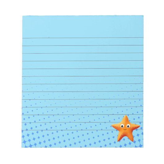 Bloc-note Joli Cartoon Starfish Bleu Océan Liné (Devant)