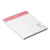 Bloc-note Joli chat blanc et en-tête rose simple (Incliné)