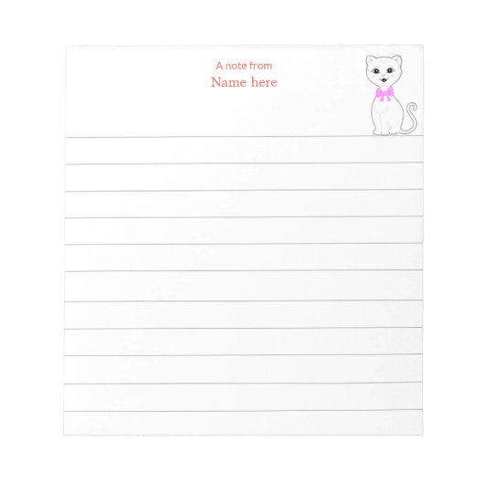 Bloc-note Joli Chat Blanc Ligné (Devant)