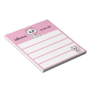 Bloc-note Joli Chat Blanc Tenant Un Coeur 1