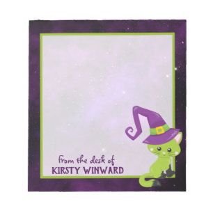 Bloc-note Joli Chat Halloween Vert Violet