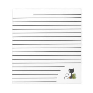 Bloc-note Joli chat noir et fleur – Personnalisé