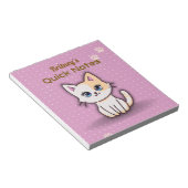 Bloc-note Joli Chat Rose Personnalisé Nom (Incliné)