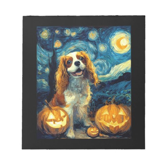 Bloc-note Joli chien Cavalier King Charles Spaniel Halloween (Devant)