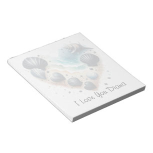 Bloc-note Joli cœur de coquillages de plage amour Saint-Vale