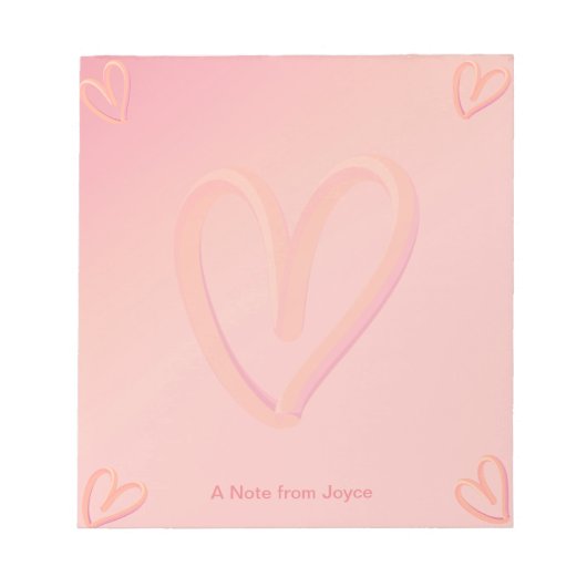 Bloc-note Joli Coeur rose Saint-Valentin (Devant)