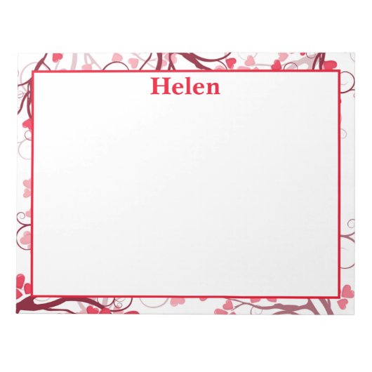 Bloc-note Joli coeur rouge et blanc (Devant)