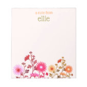 Bloc-note Joli couleur rose clair Fleur sauvage floral (Devant)
