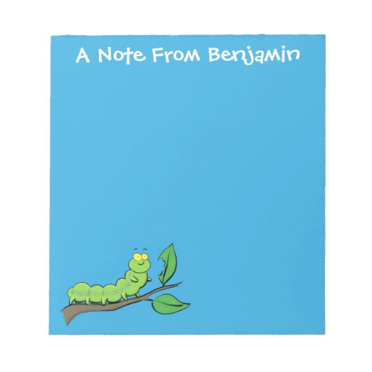 Bloc-note Joli dessin animé de chenille verte mignonne (Devant)