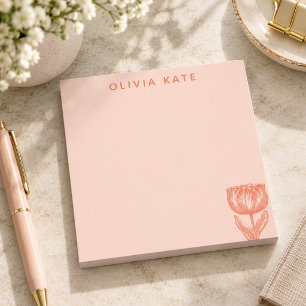 Bloc-note Joli dessin floral de tulipe hollandaise rose oran