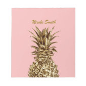 Bloc-note Joli élégant or girly & ananas rose pastel (Devant)