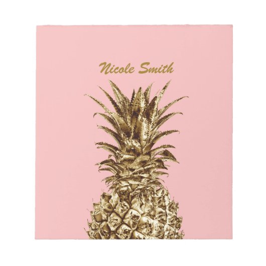 Bloc-note Joli élégant or girly & ananas rose pastel (Devant)
