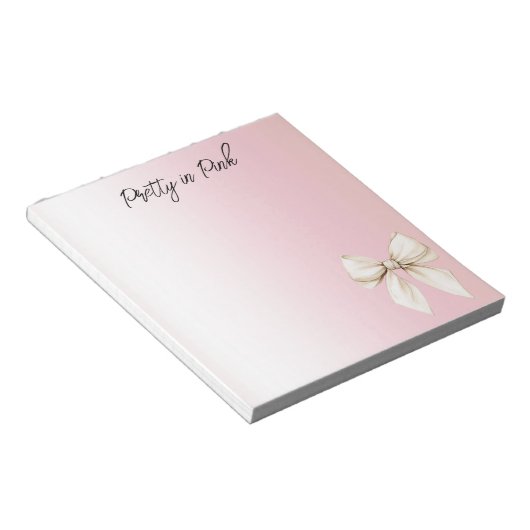 Bloc-note Joli en rose ruban crème (Incliné)