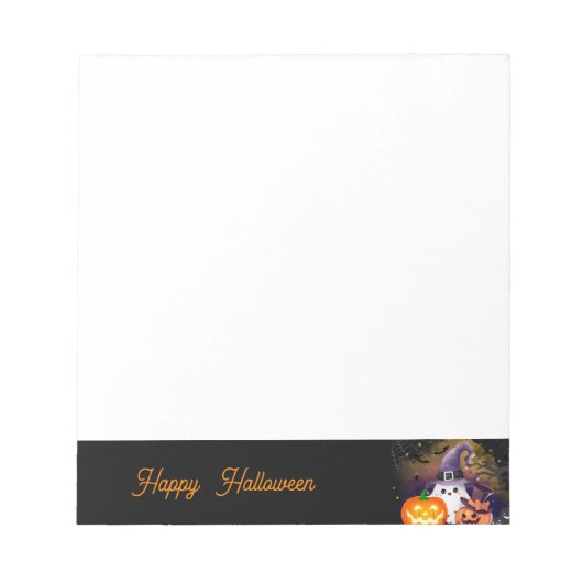 Bloc-note Joli fantôme d'Halloween avec chapeau de sorcière (Devant)