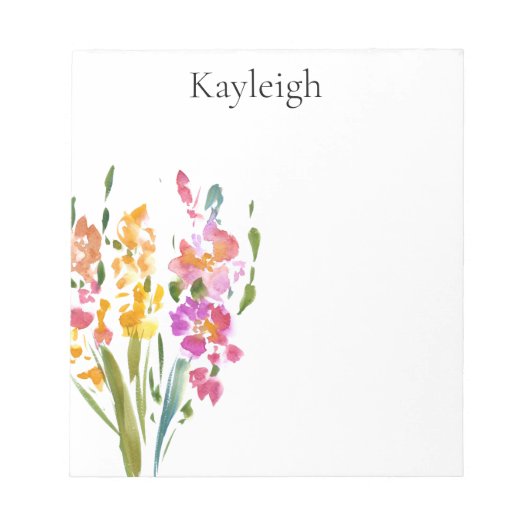 Bloc-note Joli Fleurs Roses Bleues (Devant)