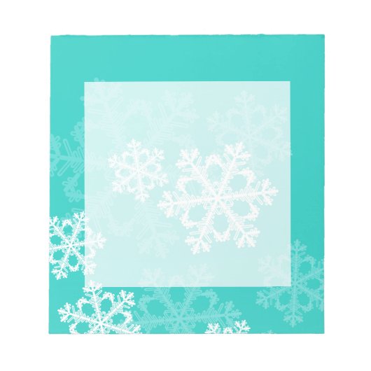 Bloc-note Joli flocons de Noël blanc turquoise (Devant)