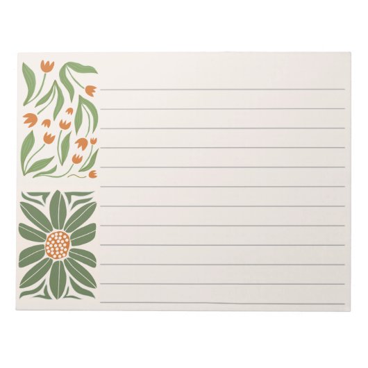 Bloc-note Joli floral vert et rose moderne (Devant)