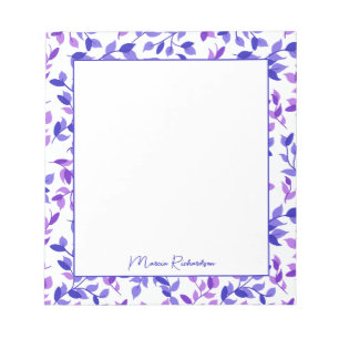 Bloc-note Joli Floraux violets Script moderne Personnalisé
