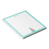Bloc-note Joli gnome avec cadre turquoise simple (Incliné)