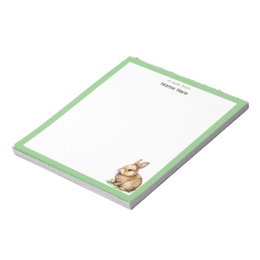 Bloc-note Joli lapin avec cadre vert Simple (Tourné)