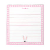 Bloc-note Joli lapin blanc et fleurs blanches sur lin (Devant)