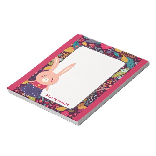 Bloc-note Joli lapin de lapin de fleurs (Tourné)