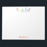 Bloc-note Joli Monogramme À Faire Liste Arc En Ciel Moderne<br><div class="desc">Joli Monogramme À Faire Liste Moderne Rainbow Grand Bloc-Notes. Joli script en haut du papier dit À FAIRE LIST en joli arc-en-ciel couleur d'aquarelle de brushstroke. Le fond du papier est monogrammé avec la première ou la dernière initiale en joli jaune et le prénom ou le nom en rouge vif....</div>
