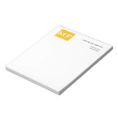 Bloc-note Joli Monogramme Jaune Blanc Moderne Minimaliste (Tourné)