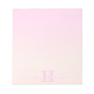 Bloc-note Joli monogramme personnalisable   Dégradé pêche et