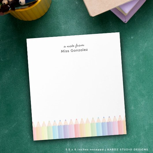 Bloc-note Joli mot de la part du professeur arc-en-ciel bloc