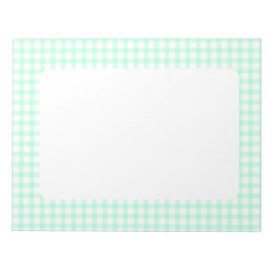 Bloc-note Joli motif à carreaux gingham vert de mer rétro